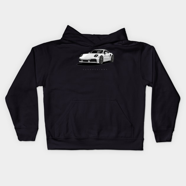 911 turbo illustration graphics Kids Hoodie by ASAKDESIGNS